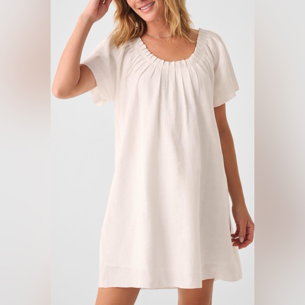 Faherty Boat Neck Annabelle Dress In Whisper White NEW Size S WDS2334
